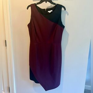 New York & Company Asymmetrical Burgundy and Black Dress